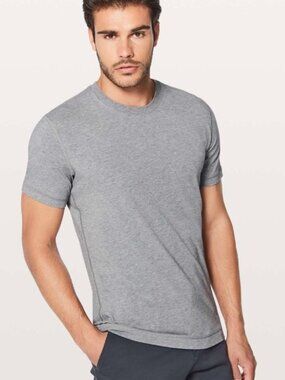 Lululemon 5 Year Basic Tee Mens M/L Grey Pima Cotton Lycra Athletic